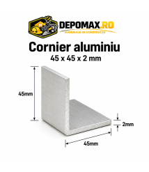 Cornier aluminiu 45 x 45 x 2 mm, 6 metri (EN AW-6060)